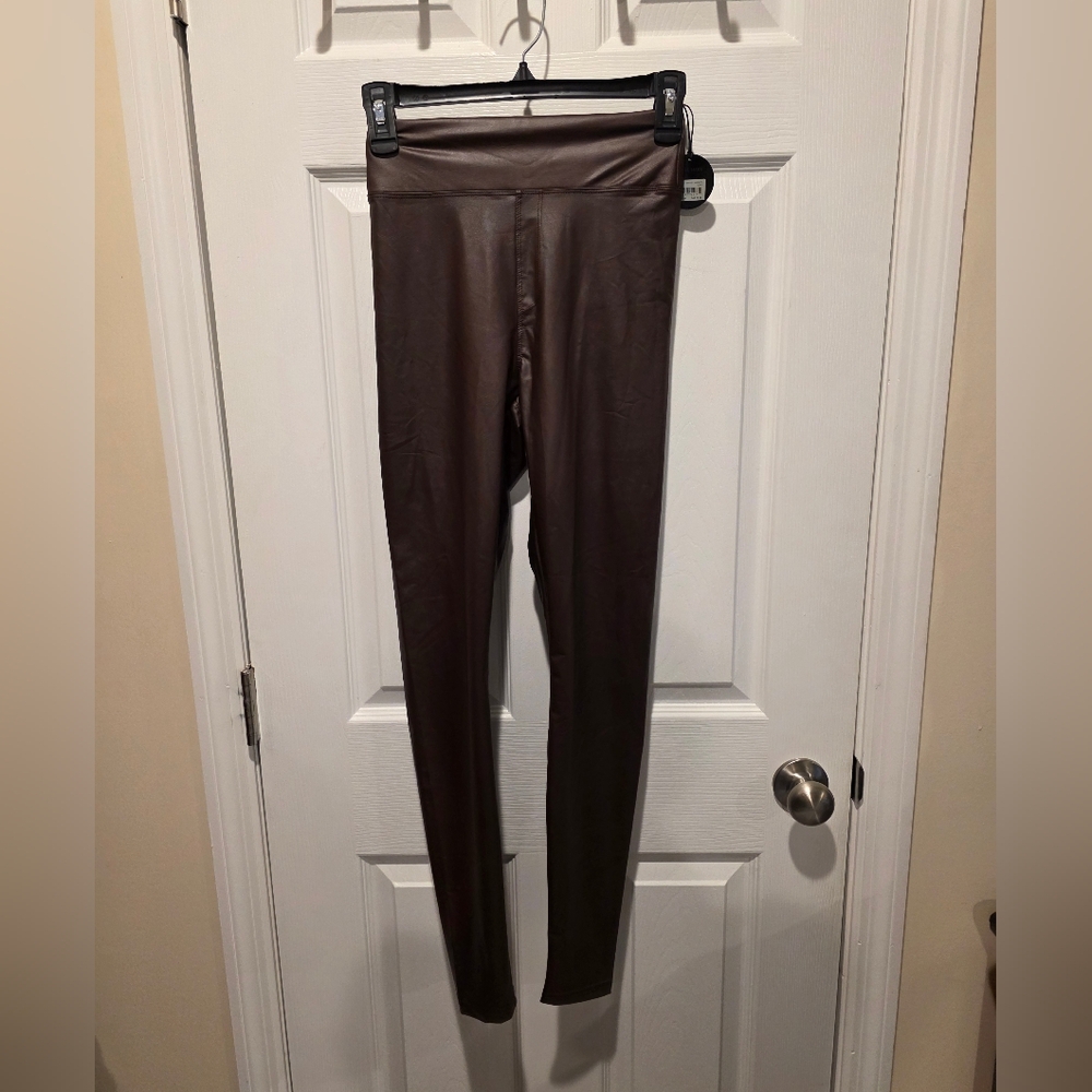 Brown Faux Leather Leggings